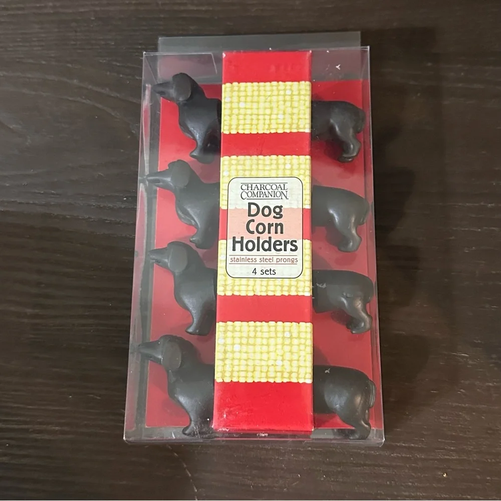 Charcoal Companion Dog Corn Holders Dachshund Set of 4 New NIB